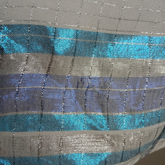 Free People Dress Women's Size Medium Blue Plaid Metallic Barcelona Boho Hippie - Picture 10 of 11